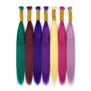 Extensions de cheveux humains indiens roses lisses, longues, Remy vierges, trame en soie, double tirage, densité 100%, couleur personnalisable, HD - Product Image 1