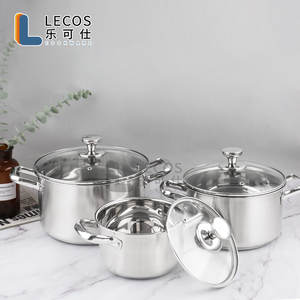 LECOS Articles de cuisine Vente en gros Lot de 6 casseroles à <span class=keywords><strong>induction</strong></span> en acier inoxydable avec couvercles en verre - Product Image 3
