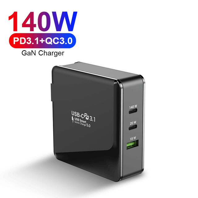 OEM Support 140W High Power GaN Quick Travel Charger 3 Ports 3C1A Fast Charging 140W GaN Adapter for MacBook Pro