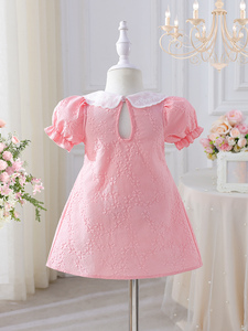 Vestito Estivo per Bambina, <span class=keywords><strong>Dolce</strong></span> ed Elegante, con Collo in Pizzo, Maniche a Palloncino, Stile Principessa, Gonna Floreale Retrò Soffice, ODM - Product Image 2