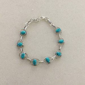 Pulseras de piedras preciosas ovaladas turquesa Plata de Ley 925 al por mayor atractivo diseñador para regalos y fiestas - Product Image 1