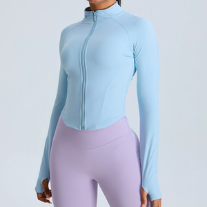 Women's Fitness Sports Zipper <b>Jacket</b> with Stand-Up Collar Long Sleeved Slimming Running Gear Breathable Quick Dry <b>Yoga</b> Top - Product Image 3