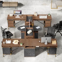 WESOME Postes de Travail Modulaires Personne Multi Rangements Bureau 4 Meubles Commerciaux Meubles En Bois Bureau Ouvert Espace De Travail