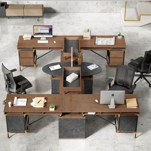 WASHE-Estación de trabajo Modular para personas, espacio de almacenamiento múltiple para oficina, 4 muebles comerciales, muebles de madera, espacio de trabajo abierto para oficina - Product Image 2