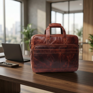 Maletín para Portátil de Cuero Genuino BS INTERNATIONAL, Ecológico, Gran Capacidad, Diseño Moderno, Ligero, Hecho en Uttar Pradesh - Product Image 1