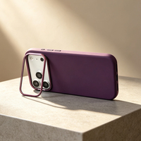 Coque de téléphone en silicone liquide couleur unie JOYPORODO S135 avec support d'objectif métallique pour iPhone 17 18 Pro Max, étui de protection magnétique