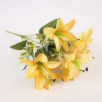 SEASON 7 Lilien-Kunstblumenstrauß für Heim-, Hochzeits- und Partydekoration, Seidenblumenstrauß