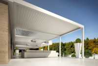 Ombrage extérieur pergola en aluminium persienne motorisée persiennes de toit automatiques pergola toit rétractable avec store enrouleur coupe-vent