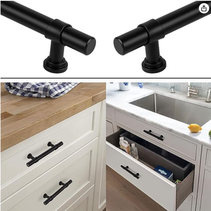 Pegangan pintu dapur, pintu dapur, Stainless Steel hitam Matt Modern T Bar, kenop tarik, pegangan dapur perangkat keras laci 2 "~ 12" - Product Image 4