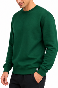 Sudadera de Cuello Redondo Verde Sólido para Hombre, 100 % Algodón de Primera Calidad, Corte Regular, Informal, Manga Larga - Product Image 6