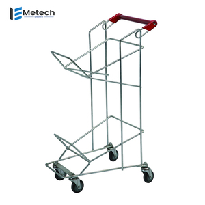Franse Mesh Mand Winkelwagen 2-gelaagde Duurzame Stalen Metalen Kar Voor Gemakswinkel - Product Image 5
