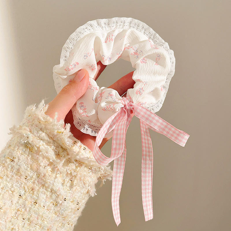 Pink ribbon hair ring