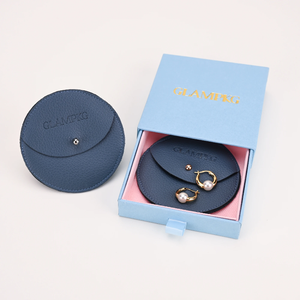 Caja de Regalo para Joyería Mini con Logotipo Personalizado, Bolsa de Cuero PU con Cierre a Presión, Cajón Deslizante, Empaque de Papel para Anillos, Collares y Aretes - Product Image 1