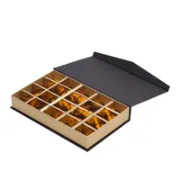 2021 caixa de papel para chocolate/alimentos/datas embalagem com divisor pet bandeja chocolate, embalagem de chocolate papelão placa cinza