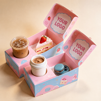Boîte à biscuits écologique personnalisée avec logo, de qualité alimentaire, biodégradable, rectangulaire, pliable, pour emporter des gâteaux et des friandises, avec porte-gobelet.
