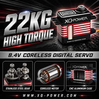 XQ POWER Boîtier en aluminium CNC Servo sans noyau 22KG Engrenage en acier inoxydable Moteur numérique haute vitesse 0.10s 8.4V pour avion RC et drone
