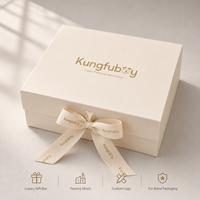 Elegante Caja de Regalo Rígida Magnética Color Marfil con Cinta, Empaque de Papel con Lámina Dorada Personalizada para Conjuntos de Novia