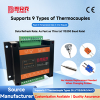 Módulo de Adquisición de Temperatura de 8 Canales con Termopar, OEM RS485 Modbus RTU, 9 Tipos K/J/T/E/B/R/S/N/C, Riel DIN, Software Gratuito para PC