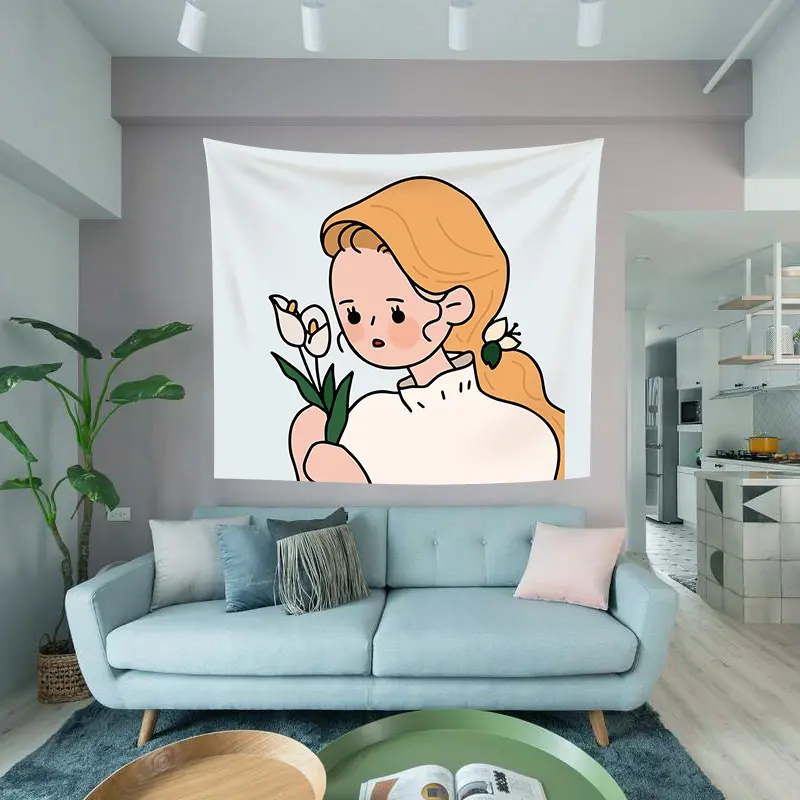 ins cartoon hanging cloth anime cute personality background cloth girl room layout decoration wall cloth tapestry