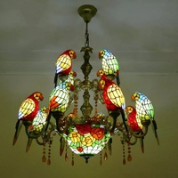 Lustre LED européen en verre teinté, 12 têtes, design perroquets, longue portée, commande tactile, pour salon, hôtel, hall, KTV, hall d'entrée
