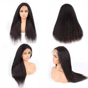 Прямая Заводская цена, натуральные Камбоджийские необработанные человеческие волосы Yaki, прямой парик, поставщик, бесплатные образцы, человеческий кружевной передний парик с детскими волосами - Product Image 5
