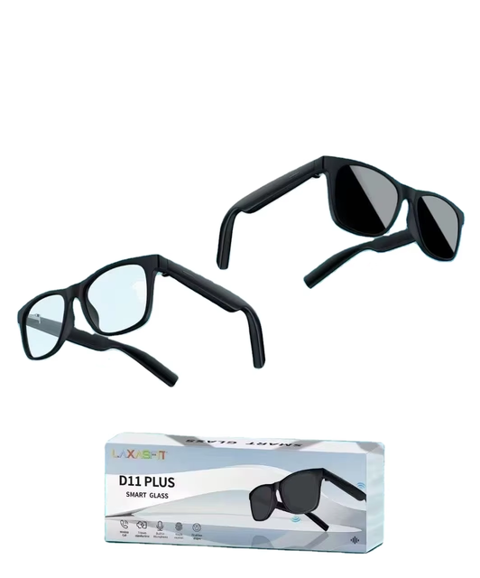 AI Glasses Remote Control Camera Long Battery Life Wireless Earphones HIFI TWS D11plus Intelligent Voice Assistant Smart Glasses