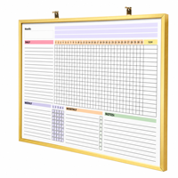 Tableau blanc magnétique en alliage d'aluminium doré, tableau effaçable à sec, mural, 45x60cm, calendrier de bureau, école pour enfants
