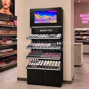 Floor <b>Standing</b> Cosmetic Display Cabinet with Digital <b>Screen</b> LED Light and Lockable Storage Cabinet - Product Image 3