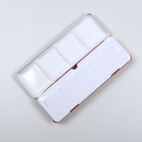Art Kreation TB-MS-Red Weißblech-Aquarellbox mit Pigmentfächern, rutschfest, für Vollpann-Malerei, solides Etui, 22*7*2 cm, Mindestbestellmenge 15, 45 Stück/Packung