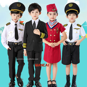 Çocuklar cadılar bayramı uçuş görevlisi kostümleri kariyer günü giyinmek rol oynamak için hostes hava <span class=keywords><strong>Pilot</strong></span> hostes kostüm Boy kız - Product Image 3