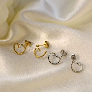 Geometric Pendant Earrings Gold Titanium Steel Studs For Women Gift Occasion - Product Image 3