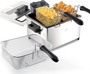 All'ingrosso CE GS ROHS LFGB CB ETL tradizionall grande capacità 4.0L-5.0L <span class=keywords><strong>friggitrice</strong></span> profonda piatta in acciaio inox con manico fresco - Product Image 6