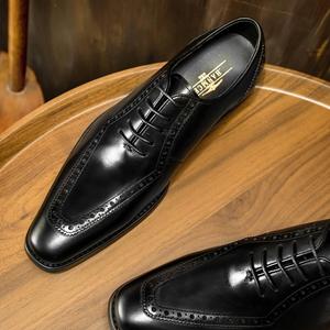 Italian Design Plus Size Men's Oxford Shoes Square Lace-Up Closure Anti-Slip Breathable Lightweight Genuine Leather Upper - Product Image 5