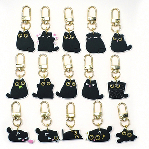 Llavero Personalizado Color y Tamaño MOQ 100 Piezas Mini Llavero Nuevo Diseño de Gato Negro de Dibujos Animados - Product Image 1