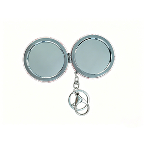 Portable Pocket Mirror Keychains Custom Logo Luxury Round Compact Mirror Keychain PU <strong>Leather</strong> Folding Makeup Mirror <strong>Key</strong> <strong>Chains</strong> - Product Image 6