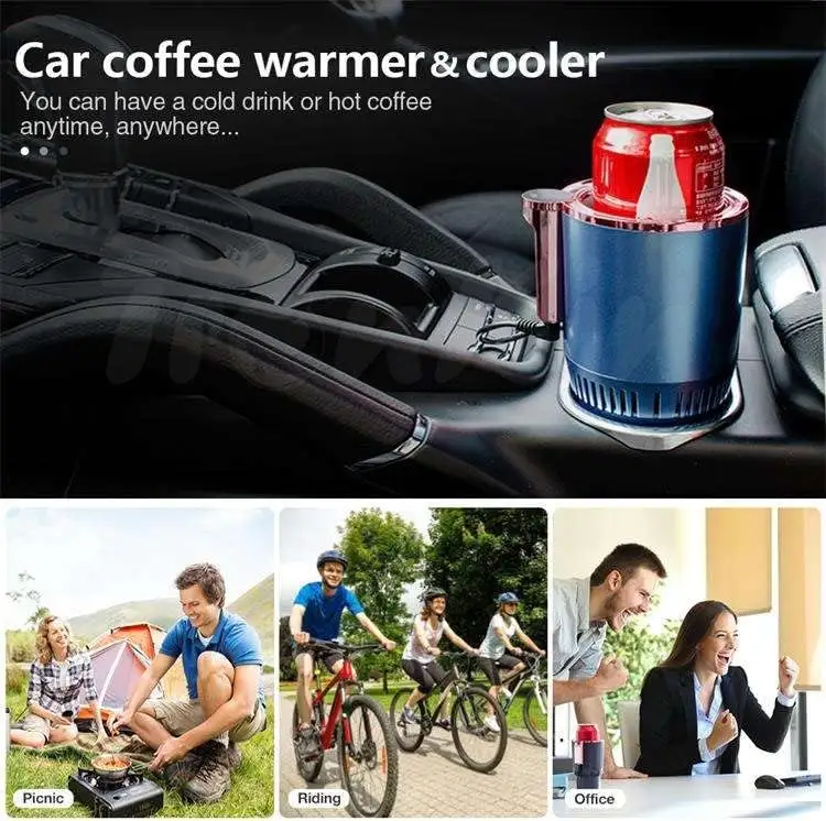 2-in-1 Mini Smart Touch Car Fridge LED Display Warmer and Cooler Cup for Travel Air Cooling Coffee Mug for Car