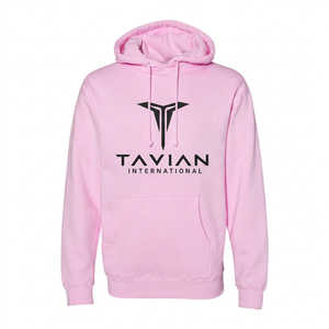 Sweat-shirt à capuche rose personnalisé avec logo, unisexe, décontracté, en molleton, imprimé sur le devant, coupe classique, 100% coton biologique, hiver - Product Image 1