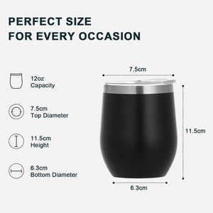 Gobelet à <span class=keywords><strong>vin</strong></span> classique en acier inoxydable de 12 oz avec logo personnalisé, double paroi, isolé sous vide, tasse à café avec couvercle, cadeau - Product Image 4