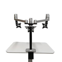 Support triple moniteur réglable en hauteur, 3 supports de moniteur étendus, supports de bureau, installation pour deux moniteurs et un ordinateur portable