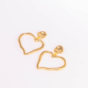 ต่างหูโลหะรูปหัวใจแบบเรโทรทันสมัย เรียบง่าย ไม่สมมาตร ชุบทอง สำหรับสุภาพสตรี เหมาะสำหรับงานปาร์ตี้และวันหยุด - Product Image 6