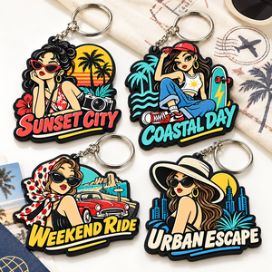 Porte-clés en PVC de forme irrégulière personnalisés avec des motifs de dessins animés colorés pour des cadeaux promotionnels - Product Image 1