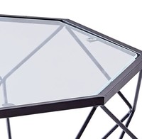 Table basse géométrique moderne en verre en forme de diamant Peinture noire pour le salon