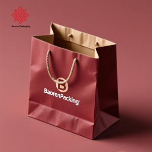 Baoren personnalisé vin vert foncé papier d'art classique poignée torsadée imprimé matériaux écologiques recyclés sac en papier sur mesure - Product Image 4