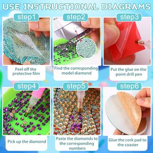 Kits de dessous-de-verre en diamant, dessous-de-verre amusants en diamant motif chat avec support, kits d'<span class=keywords><strong>art</strong></span> diamant DIY pour adultes - Product Image 5