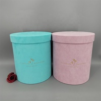 Boîtes rondes moyennes en velours pour fleuristes, bouquet rond, cadeau de fleurs, boîtes en carton pour roses