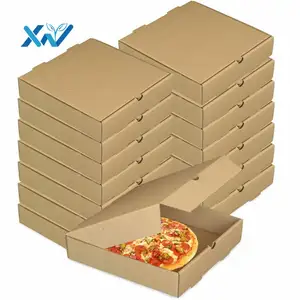 2024 yeni özel Pizza kutusu kullanımlık 33 35 Cm 7/9/12 inç oluklu kağıt Pizza ambalaj teslimat kutusu ile kendi logosu