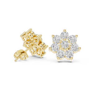 คลัสเตอร์กระดุมเพชรสีทอง14K อันงดงามที่ตัดด้วยหินสวยงามเหมาะสำหรับทุกโอกาสจากอินเดีย - Product Image 2