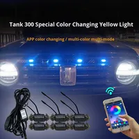 Pour Tank 300 : Feu de calandre LED décoratif, petit, jaune, à changement de couleur, avec application, feux de jour LED clignotants, modification