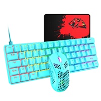 Freewolf T60 Klavye ve Fare Seti 62 Tuşlu Gerçek Mekanik Klavye Tablet Dizüstü Bilgisayar RGB Oyun Klavyesi ve Fare Seti