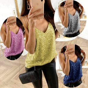 Women's Sequin Tank Top - Adjustable Strap Sparkle Camisole For Parties, Clubs, And Casual Wear (Multiple Colors)
